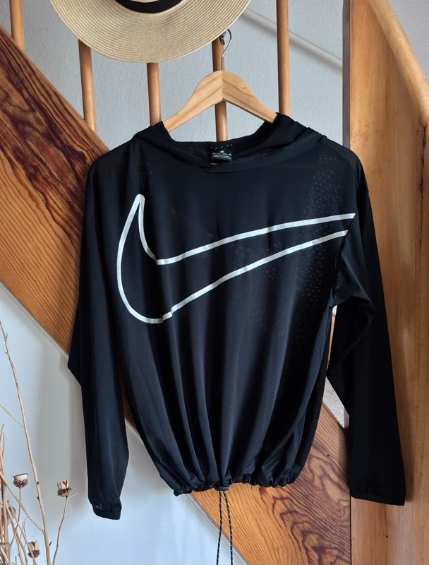 Nike Mesh Oberteil mit Kapuze Schwarz Gr XS